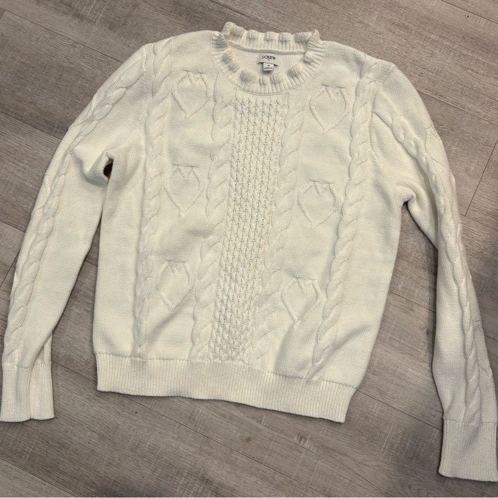 J. Crew Women's Cream Cable Knit Sweater